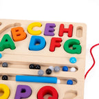 Jucarie educativa din lemn, Abecedar colorat pentru copii, Joc Montessori din lemn, 3+ ani