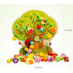 Jucarie Educativa Montessori 2 in 1 din Lemn, Model Pomul cu Fructe, 102 piese, Dezvoltare Motricitate Fina, Copii 3+ ani,Multicolor