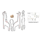 Jucarie Educativa pentru Copii, Model Girafa 3D, Set de Asamblat si Colorat din Carton, Puzzle 3D Educativ, 31 x 7.5 x 54 cm, 3+ ani, Alb Multicolor