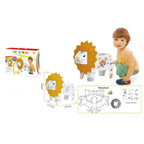 Jucarie Educativa pentru Copii, Model Leu 3D, Puzzle 3D de Asamblat si Colorat din Carton, Educativ, 41 x 12 x 33 cm, 3+ ani, Maro/Alb
