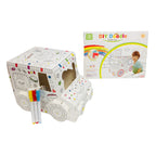 Jucarie Educativa pentru Copii, Model Masinuta 3D, Jucarie de Asamblat si Colorat, din Carton, 28 x 20 cm, 3+ ani, Alb