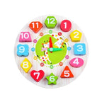 Jucarie Educativa , Tip Montessori, Model Ceas Girafa, din Lemn, + 36 Luni, 12 Piese, 17 cm, Multicolor
