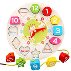Jucarie Educativa , Tip Montessori, Model Ceas Girafa, din Lemn, + 36 Luni, 12 Piese, 17 cm, Multicolor