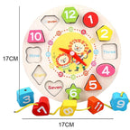 Jucarie Educativa , Tip Montessori, Model Ceas Leu, din Lemn, + 36 Luni, 12 Piese, 17 cm, Multicolor