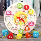 Jucarie Educativa , Tip Montessori, Model Ceas Leu, din Lemn, + 36 Luni, 12 Piese, 17 cm, Multicolor
