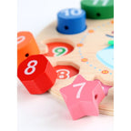 Jucarie Educativa , Tip Montessori, Model Ceas Pinguin, din Lemn, + 36 Luni, 12 Piese, 17.2 cm, Multicolor