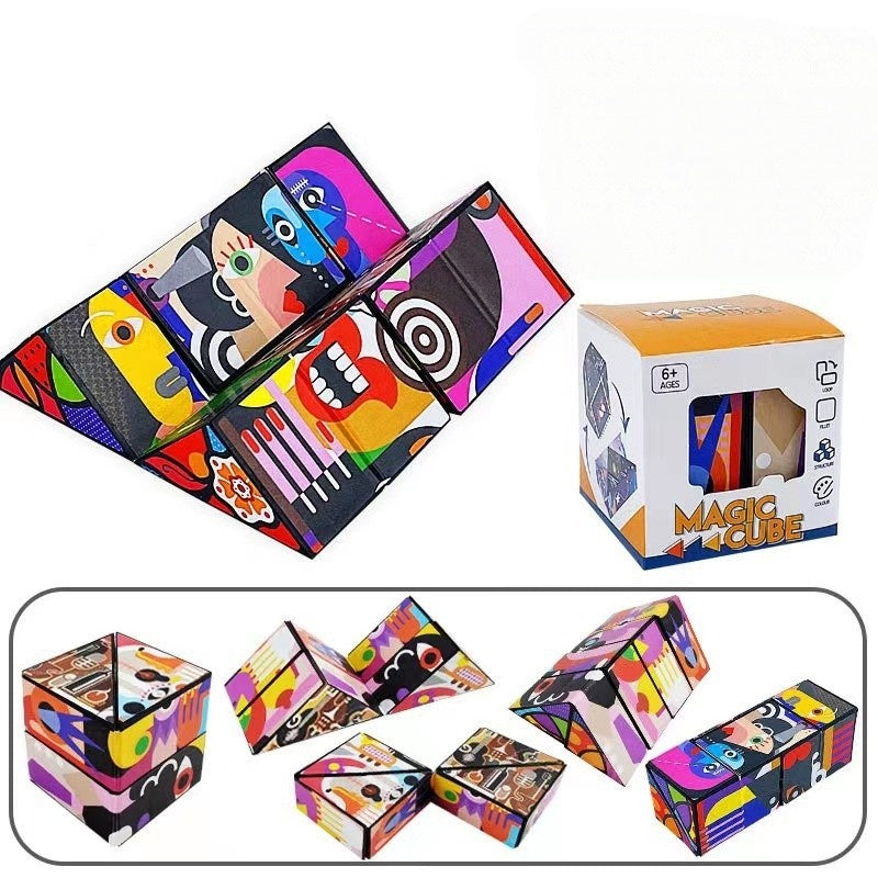 Jucarie Interactiva, 3D Cub Rubik, Diferite Forme, Anti-stress, Abstract, Multicolor