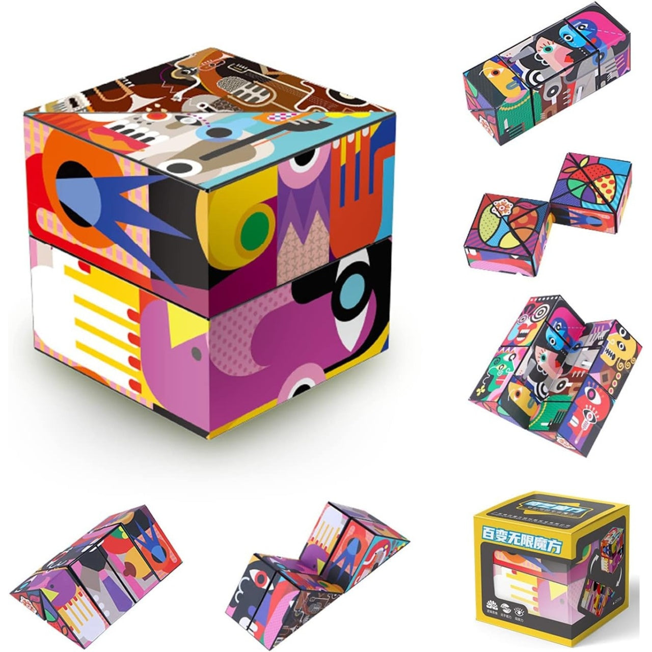 Jucarie Interactiva, 3D Cub Rubik, Diferite Forme, Anti-stress, Abstract, Multicolor