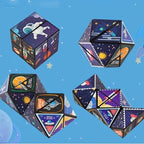 Jucarie Interactiva, 3D Cub Rubik, Diferite Forme, Anti-stress, Tema Spatiu Cosmic, Multicolor