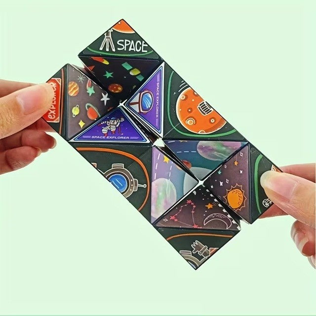 Jucarie Interactiva, 3D Cub Rubik, Diferite Forme, Anti-stress, Tema Spatiu Cosmic, Multicolor