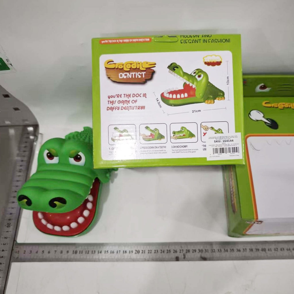 Jucarie interactiva Crocodil Dentist, Joc de Grup/Familie, 13 Dinti, Extra Big 21 x 14.5 x 11 cm, Verde