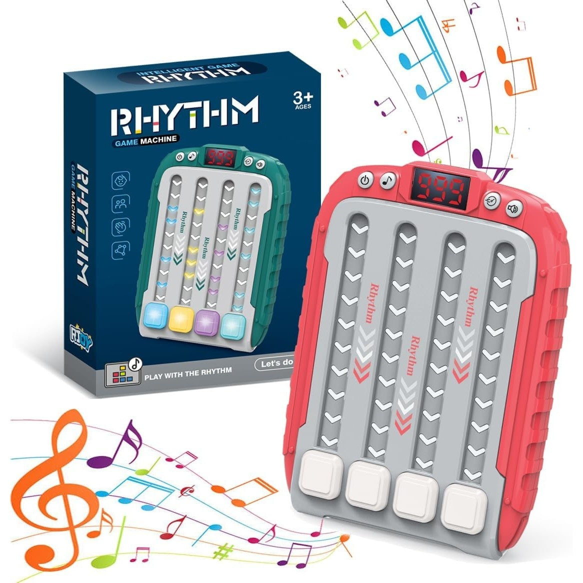 Jucarie Interactiva, Joc Rhythm, +3 Ani, din ABS, 6 Niveluri, 15 x 3 x 11 cm, Functie Muzicala, Rosu