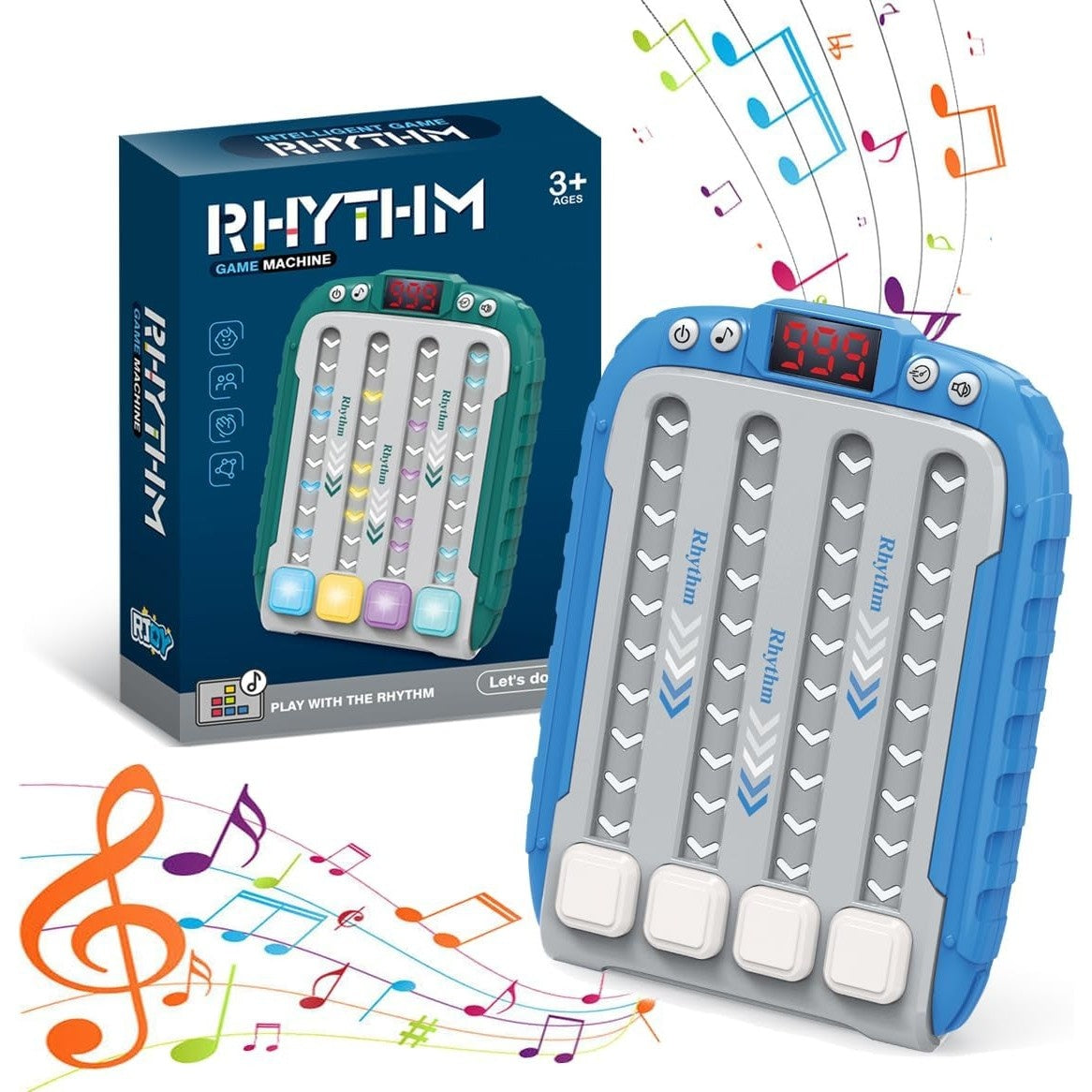 Jucarie Interactiva, Joc Rhythm, +3 Ani, din ABS, 6 Niveluri, 15 x 3 x 11 cm, Functie Muzicala, Albastru