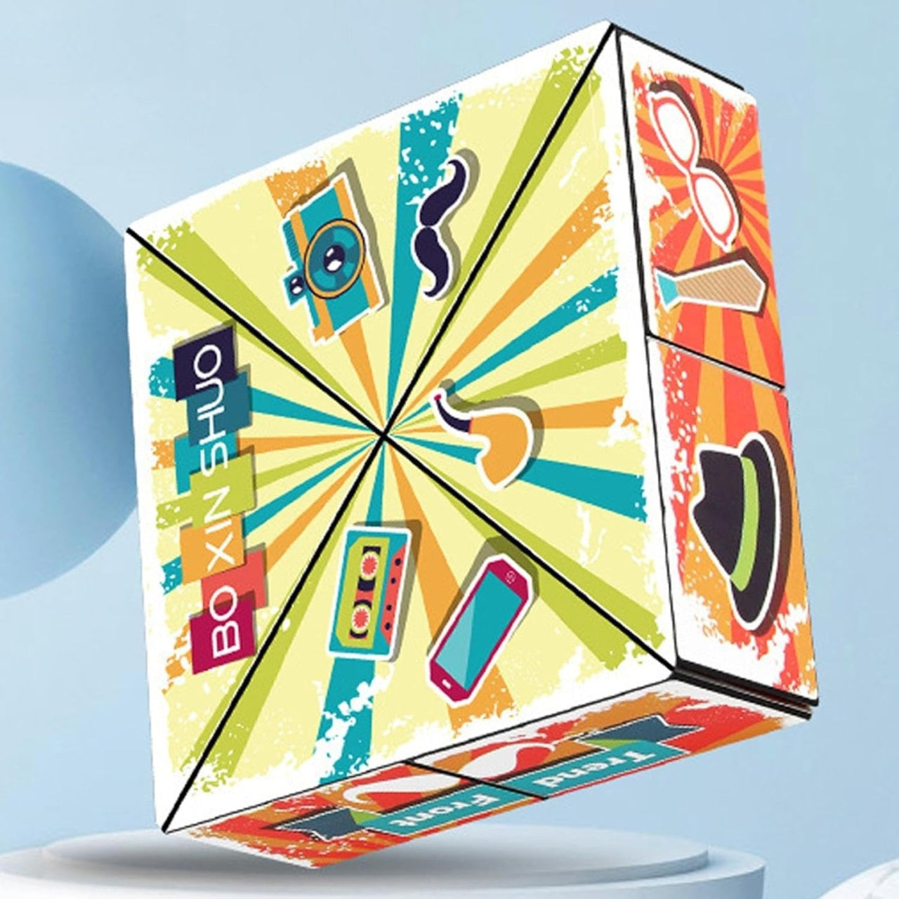 Jucarie Interactiva, Magic Cube, Puzzle, Diferite Forme, Anti-stress, 8 x 8 x 3 cm, Multicolor