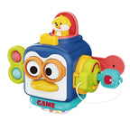 Jucarie interactiva Montessori, Model Pinguin, 18+ luni, Albastru/Multicolor