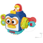 Jucarie interactiva Montessori, Model Pinguin, 18+ luni, Albastru/Multicolor