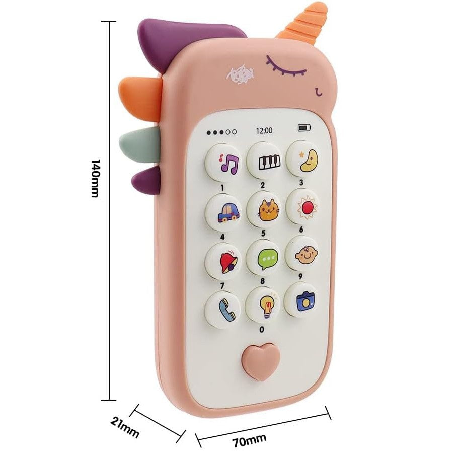 Jucarie Interactiva, Telefon Inteligent, Model Unicorn, Functii Educative, Muzicale si Voce, 4-6 ani, 19 x 11.5 cm, din Plastic, Roz