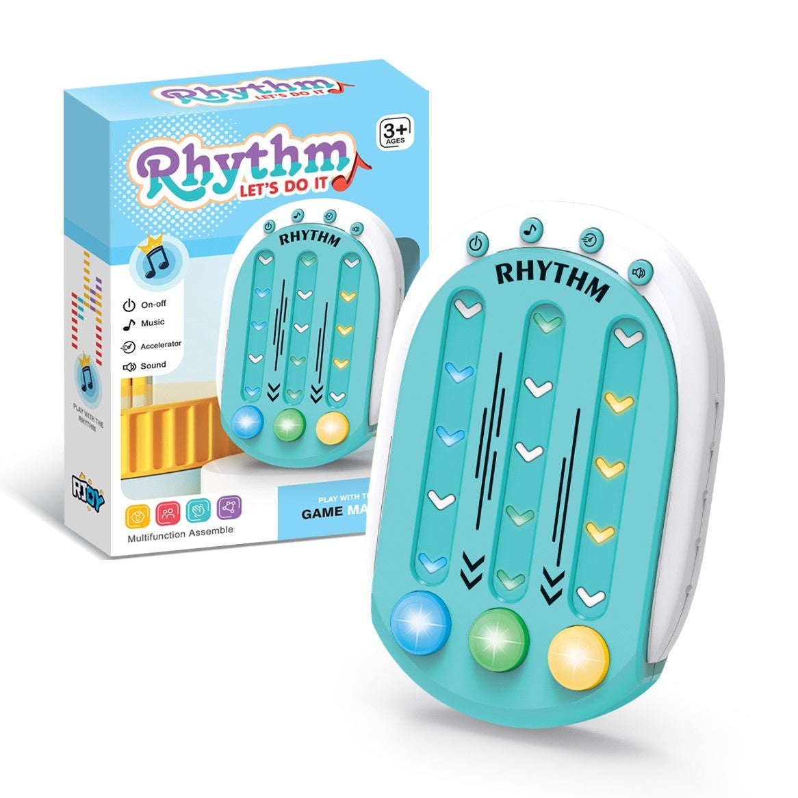 Jucarie Interactiva, Tip Jocuri Ritmice, +3 Ani, din ABS, 8 Niveluri de Joc, 9.5 x 2.5 x 13.6 cm, Albastru