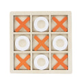 Jucarie Montessori Tic Tac Toe, Educativa, Interactiva, din lemn, X si O, 9 Piese, 14.3x14.3 cm, Portocaliu Alb