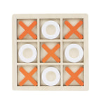 Jucarie Montessori Tic Tac Toe, Educativa, Interactiva, din lemn, X si O, 9 Piese, 14.3x14.3 cm, Portocaliu Alb