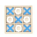 Jucarie Montessori Tic Tac Toe, Educativa, Interactiva, din lemn, X si O, 9 Piese, 14.3x14.3 cm, Albastru Alb
