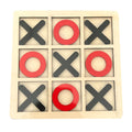 Jucarie Montessori Tic Tac Toe, Educativa, Interactiva, din lemn, X si O, 9 Piese, 14.3x14.3 cm, Negru Rosu