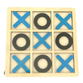 Jucarie Montessori Tic Tac Toe, Educativa, Interactiva, din lemn, X si O, 9 Piese, 14.3x14.3 cm, Albastru Negru