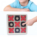 Jucarie Montessori Tic Tac Toe, Educativa, Interactiva, din lemn, X si O, 9 Piese, 14.3x14.3 cm, Negru Rosu