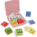 Jucarie Pentru Copii Montessori , Cub din Lemn, 64 de Carti Distractive,+3 ani, multicolor