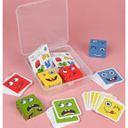 Jucarie Pentru Copii Montessori , Cub din Lemn, 64 de Carti Distractive,+3 ani, multicolor