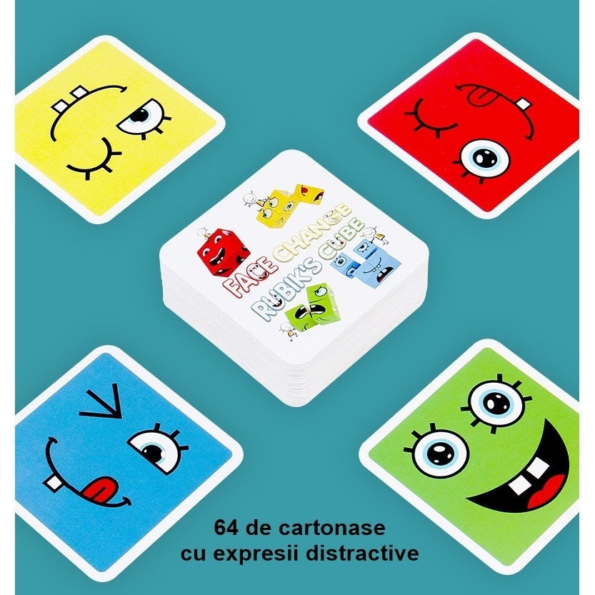 Jucarie Pentru Copii Montessori , Cub din Lemn, 64 de Carti Distractive,+3 ani, multicolor
