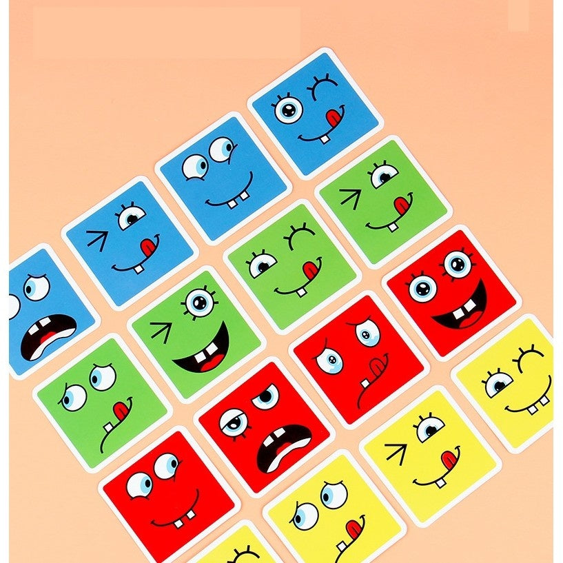 Jucarie Pentru Copii Montessori Cub din Lemn, 64 de Carti Distractive, Clepsidra si Clopotel inclus,+3 ani, multicolor