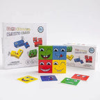 Jucarie pentru copii montessori cub din lemn, asamblare fete, 64 de carti distractive, +3 ani, educativ, multicolor