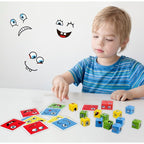 Jucarie pentru copii montessori cub din lemn, asamblare fete, 64 de carti distractive, +3 ani, educativ, multicolor