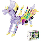 Jucarie Transformabila 2in1, Crystal Wing Flying Dragon, Masina/Dragon, Atractie Magnetica, Fluorescent, +3 Ani, din ABS, Multicolor