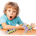 Jucarie Transformabila 2in1, Crystal Wing Flying Dragon, Masina/Dragon, Atractie Magnetica, Fluorescent, +3 Ani, din ABS, Multicolor