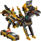 Jucarie Transformabila 2in1, Golden Wing Flying Dragon, Masina/Dragon, Atractie Magnetica, +6 Ani, din ABS, Auriu