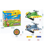 Jucaruie cu Lansator pentru Copii, Lanseaza Manual, Tinta, 2 Avioane, 40 de Gloante din Material Moale, Joc Interactiv, 28.5x25x6.3 cm, Gri Verde