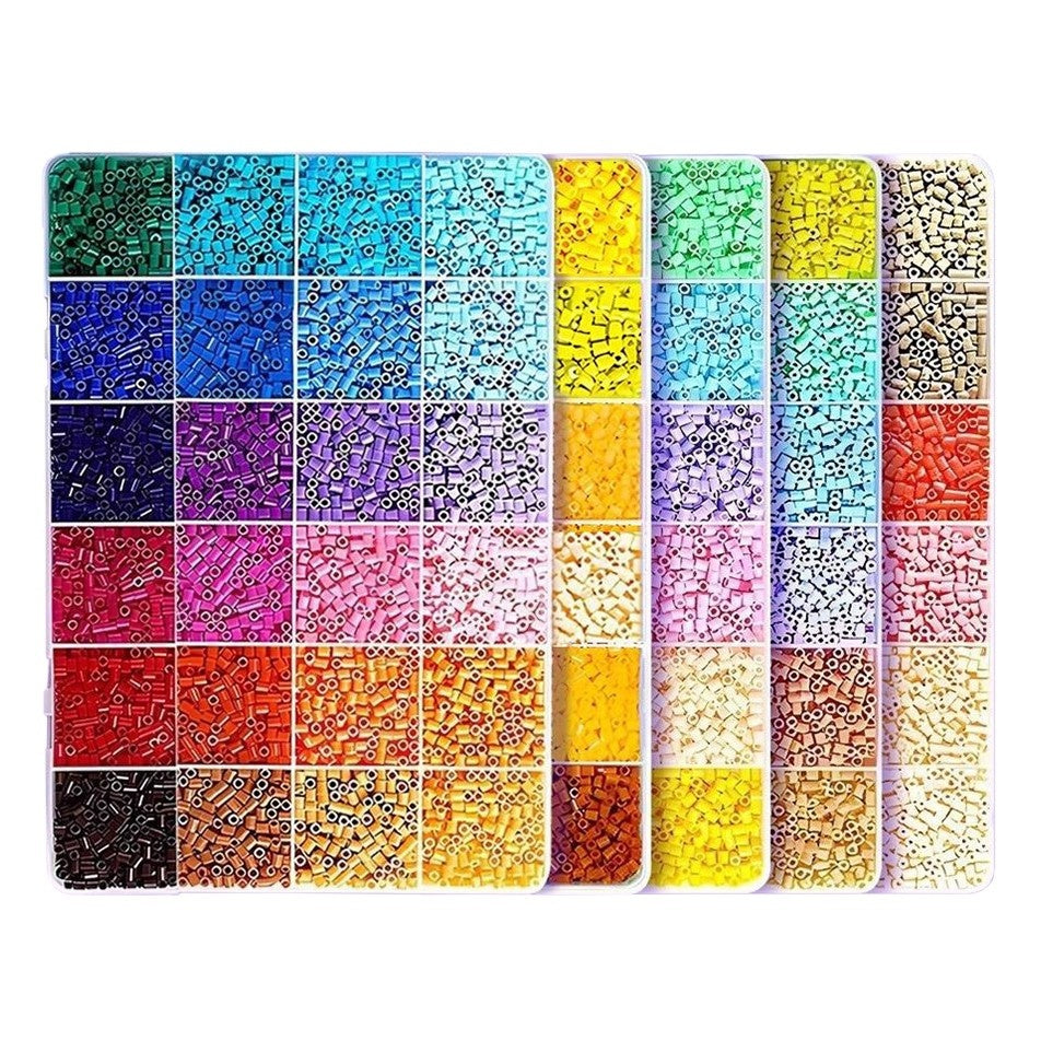 Kit de Margele Perle, Set DIY 3D din 120 de Culori, 10000 de piese, Instrumente pentru Margele Incluse, 2.6 mm in cutie, Multicolor