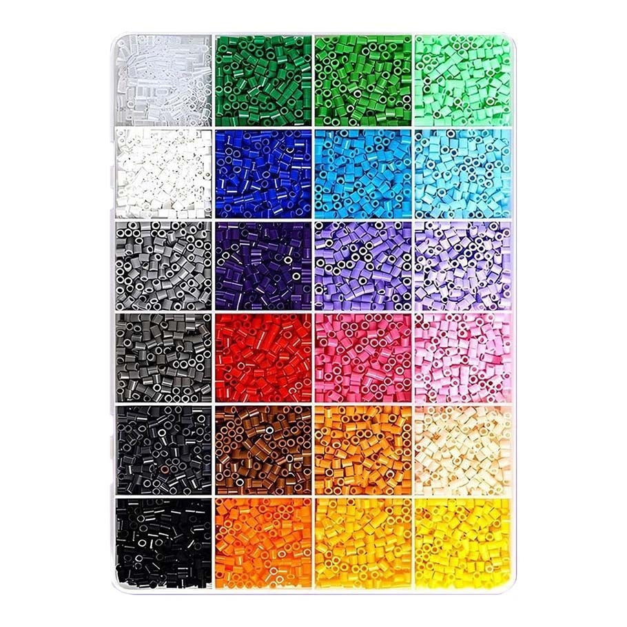 Kit de Margele Perle, Set DIY 3D din 24 de Culori, 2000 de piese, Instrumente pentru Margele Incluse, 2.6 mm in cutie, Multicolor