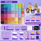 Kit de Margele Perle, Set DIY 3D din 96 de Culori, 8000 de piese, Instrumente pentru Margele Incluse, 2.6 mm in cutie, Multicolor