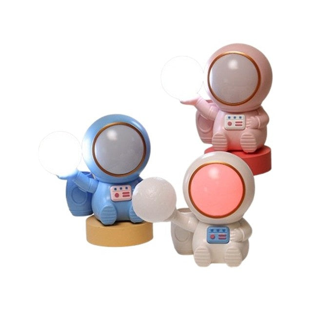 Lampa de Veghe 2in1, Lampa, Ascutitoare si Spatiu Depozitare, Model Astronaut, Incarcare USB, din ABS, 12 x 7 x 11 cm, Lumina Led, Multicolor
