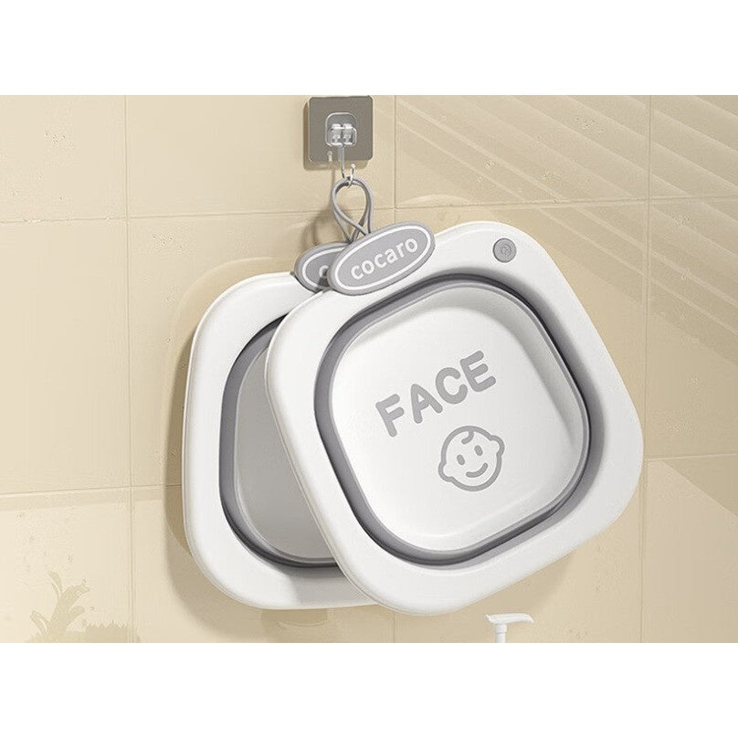 Lavoar Pliabil, pentru Copii 1-8 Ani, 28.5x28.5x10 cm, din PE+PP, 3.5l, Model Fata, Gri