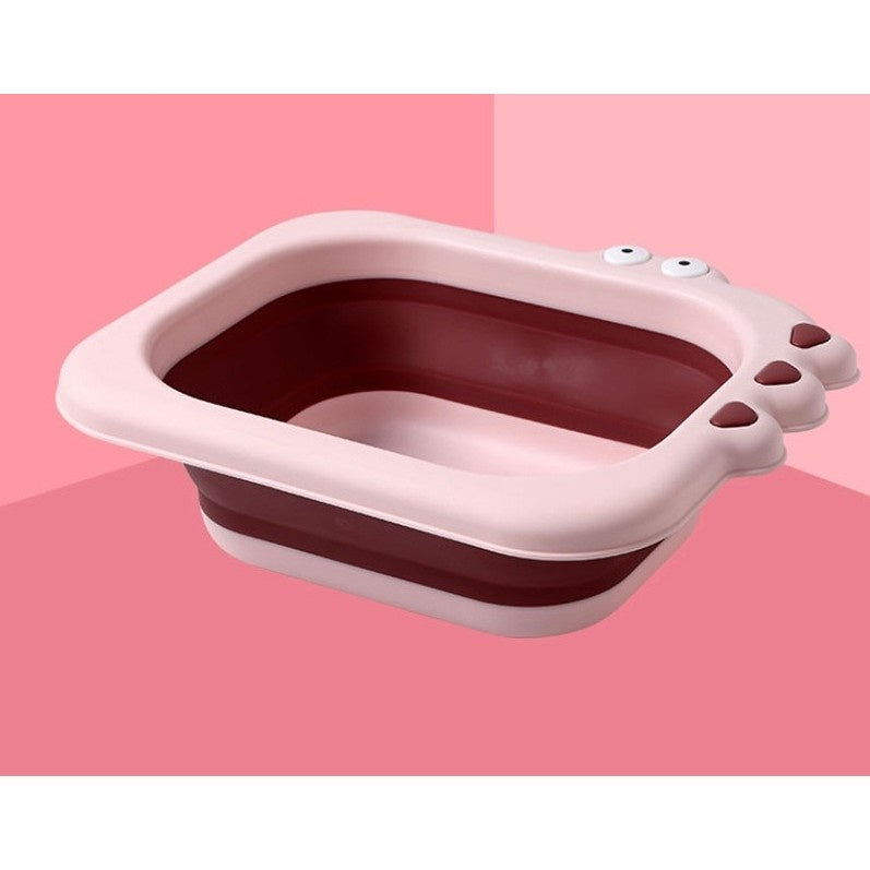 Lavoar Pliabil, pentru Copii, din PP/TPE, Portabil, Model Crocodil, 30x24.5x9 cm, Roz