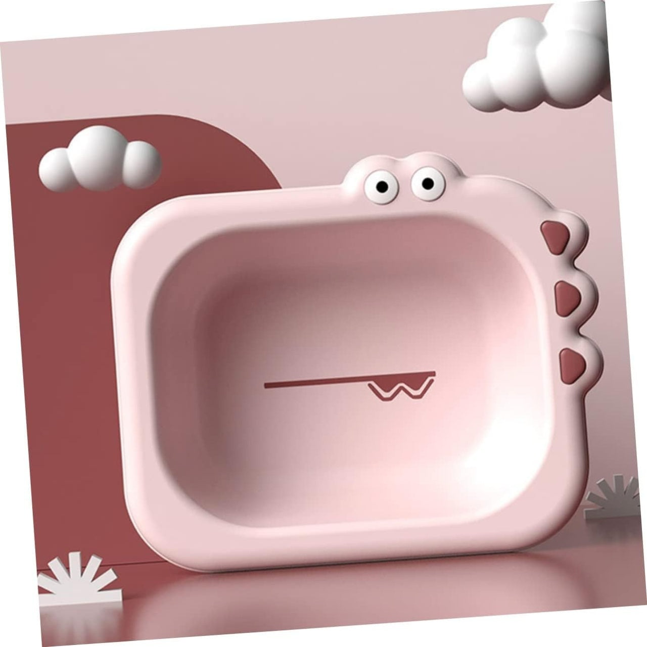 Lavoar Pliabil, pentru Copii, din PP/TPE, Portabil, Model Crocodil, 30x24.5x9 cm, Roz