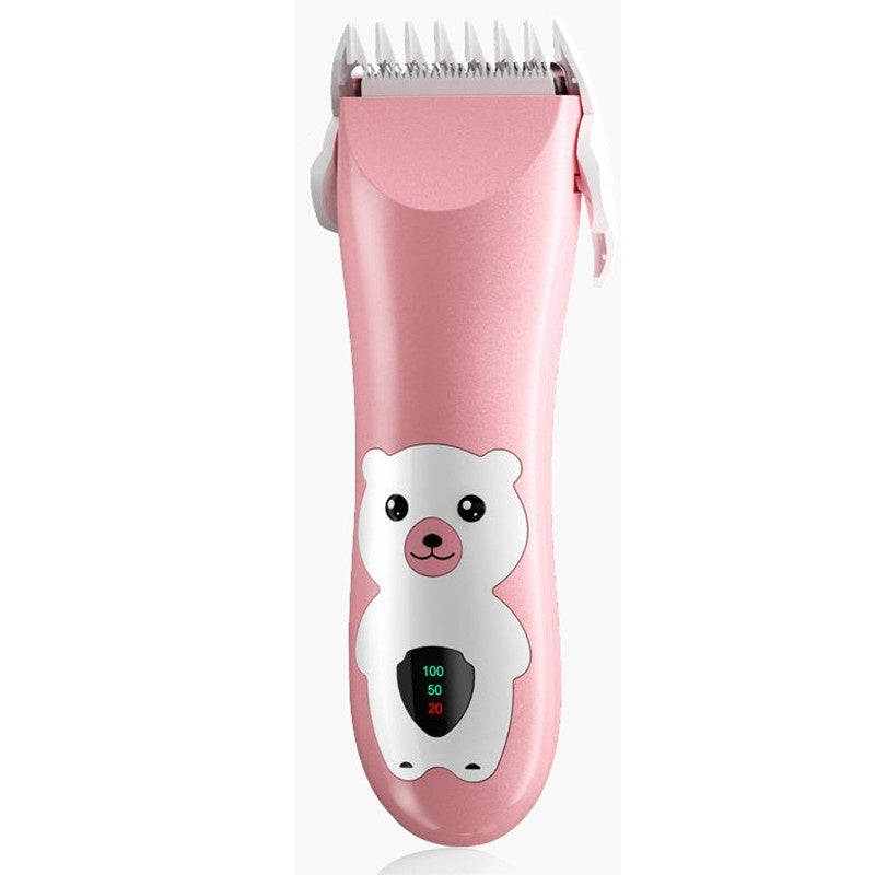 Masina De Tuns Bebelusi si Copii, Display Digital, Lame Cermice si Inox, Fara Fir, Functie Anti Taiere, Silentios, 50 W, Rezistent la Apa, 2 Accesorii, Incarcator USB, Model Ursulet, Roz