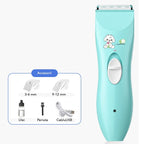 Masina De Tuns Bebelusi si Copii, Lame Cermice si Inox, Fara Fir, Functie Anti Taiere, Silentios, 50 W, Rezistent la Apa, 2 Accesorii, Incarcator USB, Model Ursulet, Albastru deschis