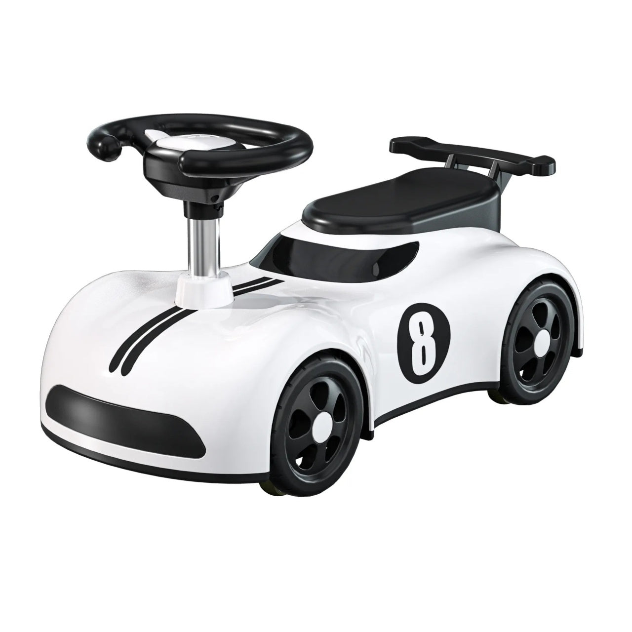 Masina pentru Copii, 1-3 ani, Impingere, Bluetooth, Muzica, din ABS, 4 Roti, Inaltime Sezut 22 cm, Alb
