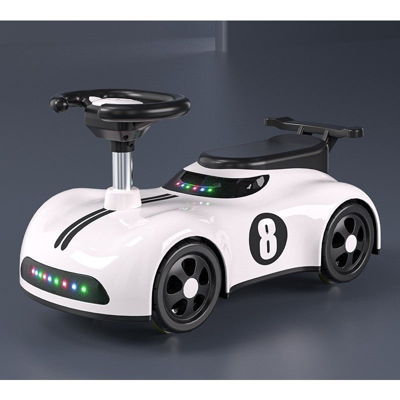 Masina pentru Copii, 1-3 ani, Impingere, Bluetooth, Muzica, din ABS, 4 Roti, Inaltime Sezut 22 cm, Alb