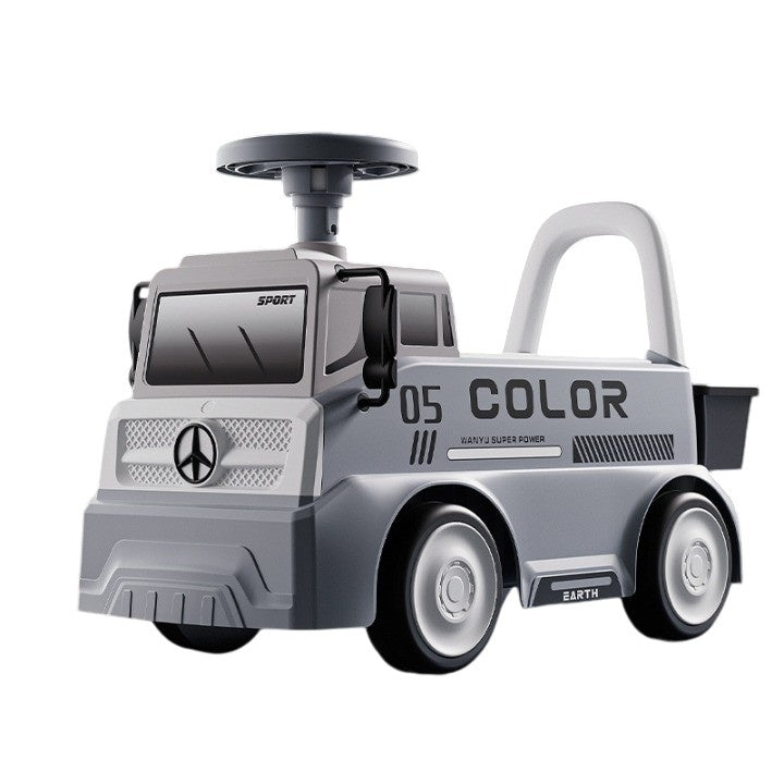 Masinuta pentru copii, 3 ani, Model Camion, Sport, Claxon, Cutie Depozitare, 62x26x40 cm, Gri